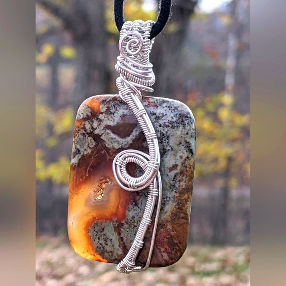 Hand Crafted Jewelry - Hand Crafted Agate Pendant 925 Sterling Silver